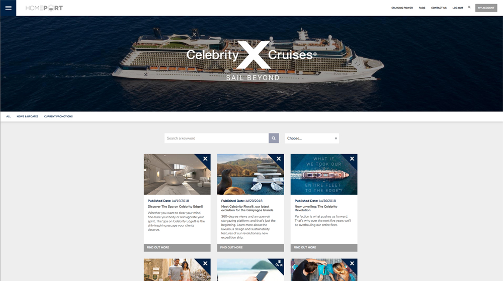 Agents can access all the latest promotions with Celebrity Cruises from Homeport