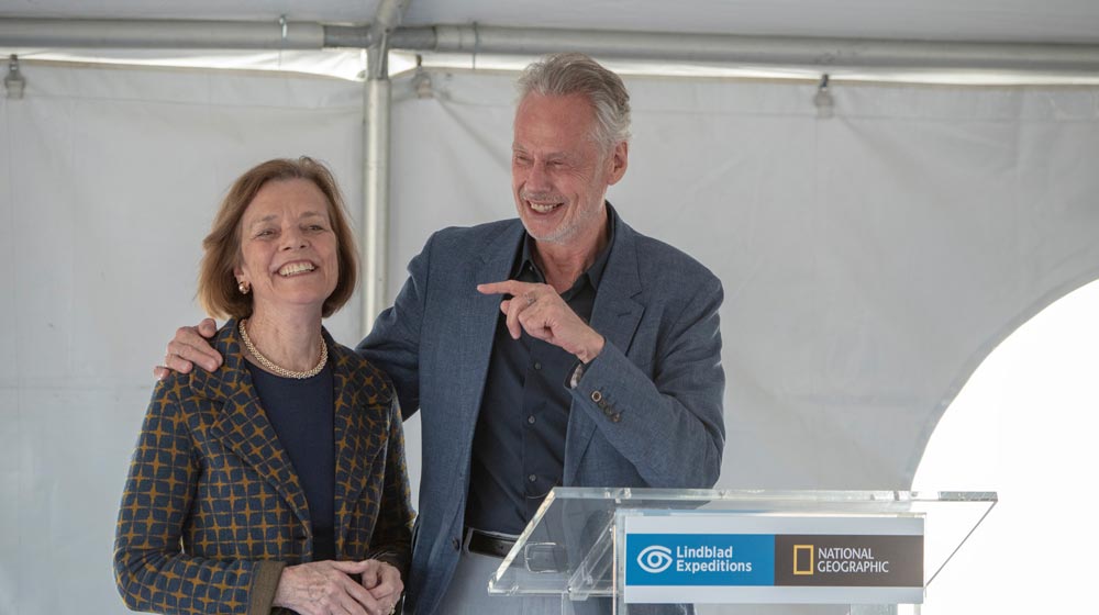 Sven Lindblad, Lindblad Expeditions CEO and Pamela Fingleton, 40-year Lindblad staffer