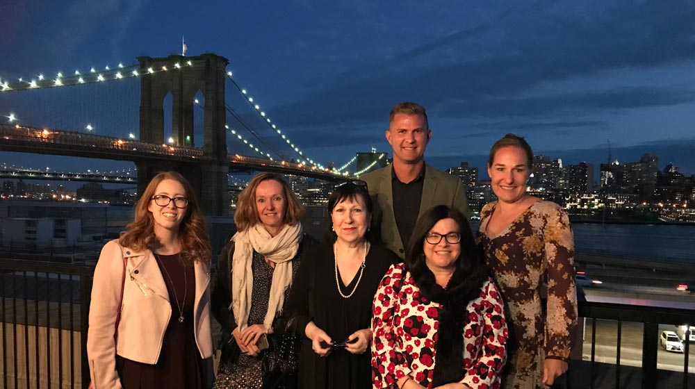 Views from Mr C. Seaport (left to right): Jessica Bennett-Griffiths (Wentworth Travel), Jodee Sorrell (Globetrotter), Maggie Poynter (Spencer Travel), Philip Smethurst (Bicton Travel), Nikki Marlborough (Singapore Airlines), Kristin Hellmrich (NYC & Company) 