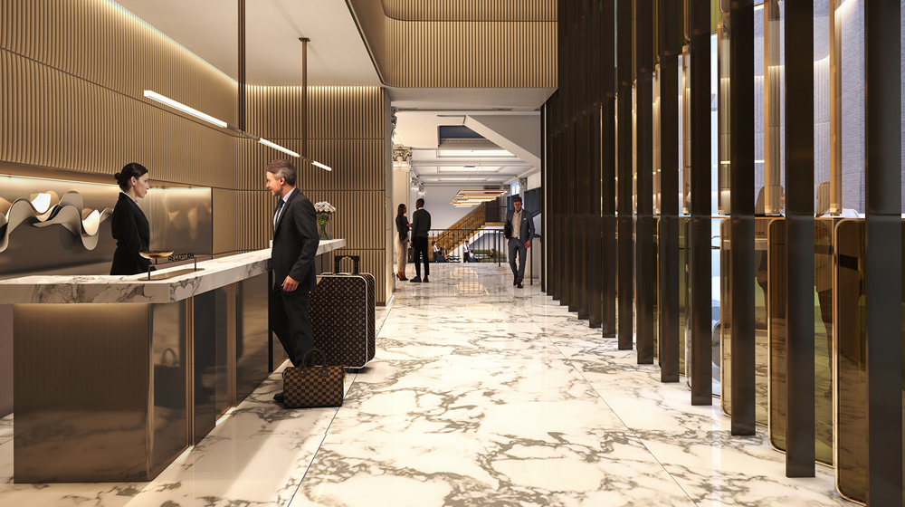 Hilton Melbourne Little Queen Street - lobby rendering