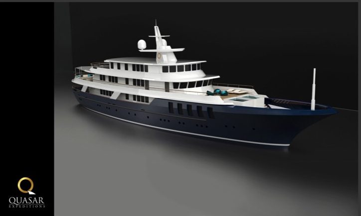 A rendering of Quasar Expeditions new mega-yacht, launching in December 2019