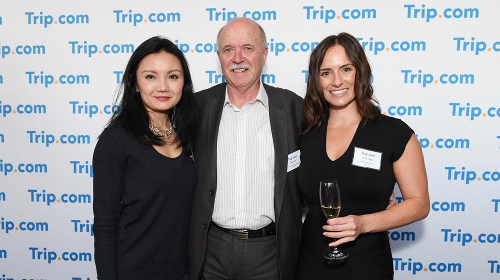Lynn Qu, Trip.com; Mike Smith, Macao Government Tourism Office and Joanne Heggie, Trip.com.