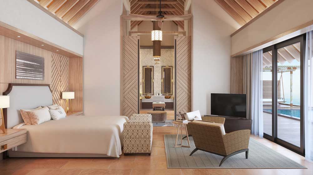 Waldorf Astoria Maldives Ithaafushi | 1 Bedroom Overwater Villa Bedroom