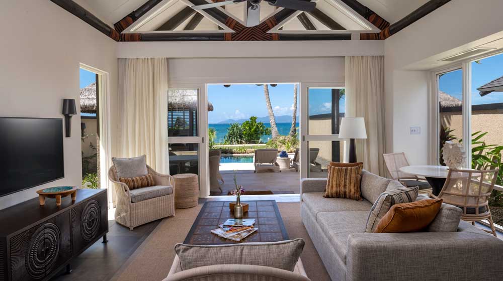 Nanuku Auberge Beachfront Villa | Living Room