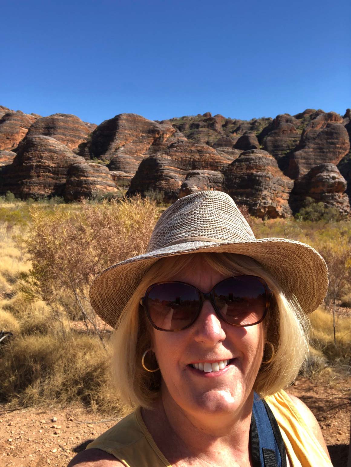 The distinctive shapes of the Bungle Bungle Ranges provide a unique backdrop for PTM Anne-Maree Selmo, representative for Edithvale, Victoria.