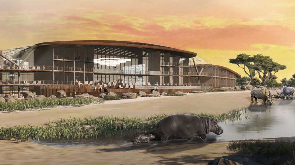 Rendering of the planned five-star resort at Monarto Safari Park, to be funded by Gerry Ryan OAM