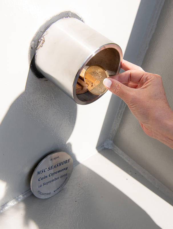 MSC Seashore ceremonial coin laying