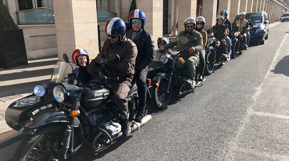 Retro Tour Paris transfer from Le Meurice to Hotel Plaza Anthenee | From left: Kate McLean, Mary Rossi Travel; Parris Fotias, Dorchester Collection; Kathryn Read, Jigsaw Travel; Nicola Thomas, Solve Travel Management; Maggie Poynter, Spencer Travel; Spencer Bladon, Maggie Poynter; Ally Kilpin, MTA and Louis Dimitropoulos, The Travel Authority.