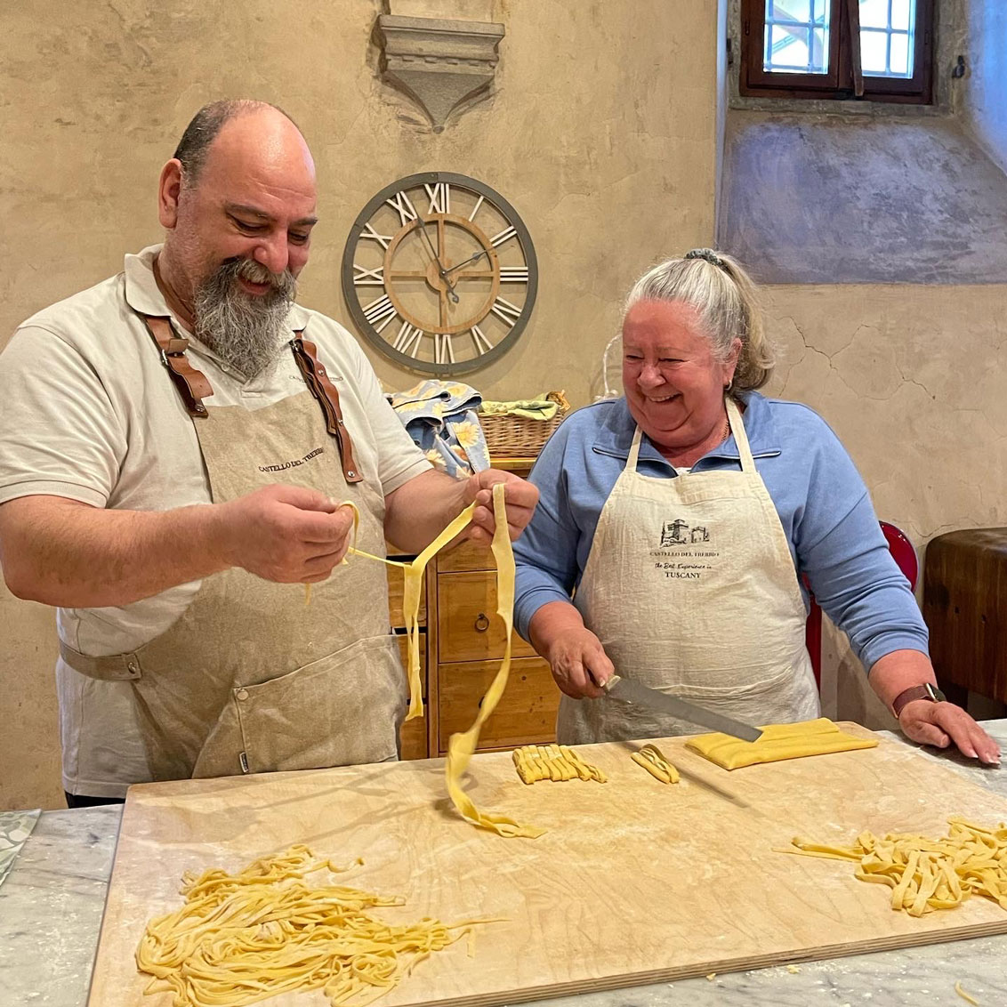 Ann Willisms from Travel Makers gets hands on during the Cooking in a Tuscan Castle excursion